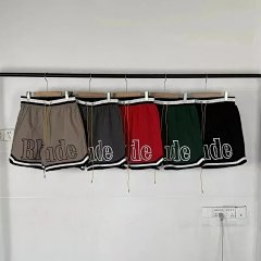 RHUDE Classic Hollow Letter Printed Summer Trendy Brand Men's and Women's Loose Casual Sports Ribbon Splicing Shorts