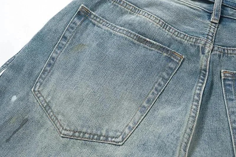 AC Denim Shorts with Hand-Painted Ink Wash photo 8
