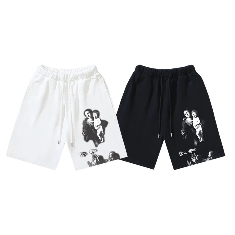 Art Print Shorts White And Bla
