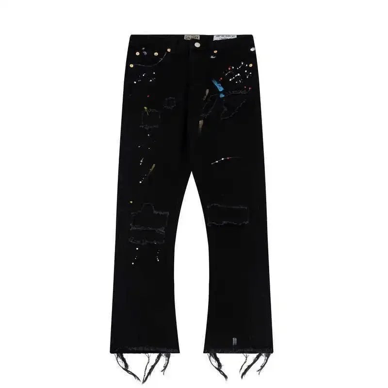 Splatter Distressed Flare Jeans photo 6