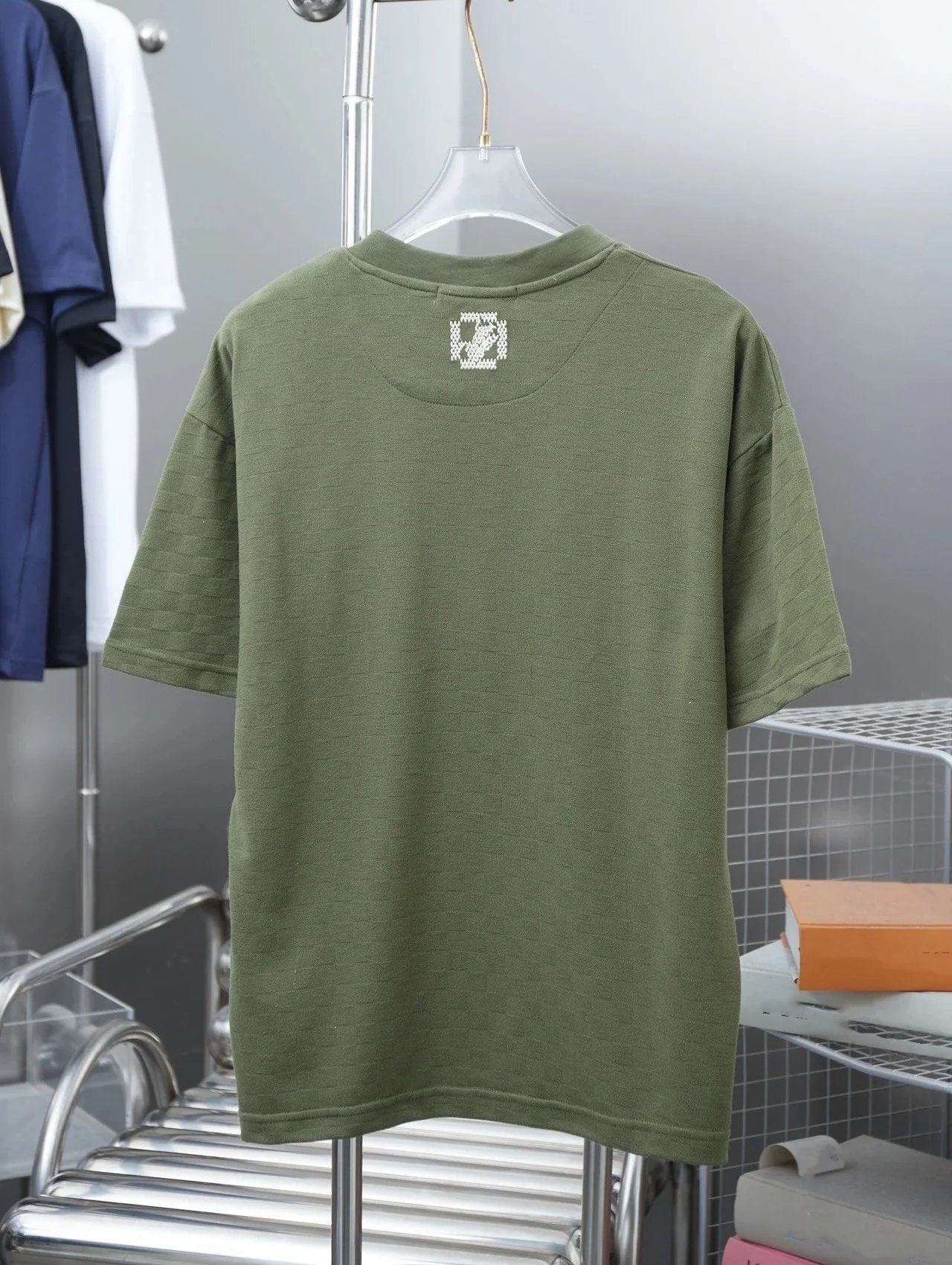 Checkerboard Jacquard Embroidered T-Shirt photo 7
