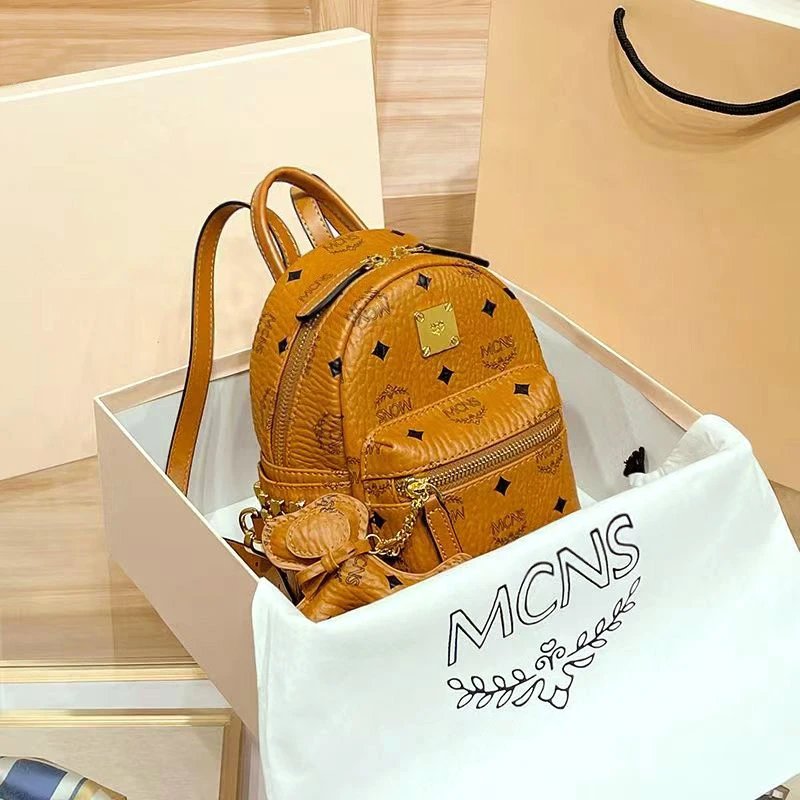 MCM Mini Visetos Backpack Tan