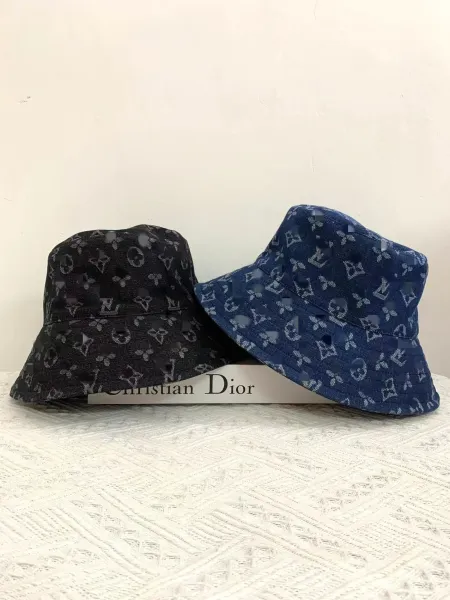 Louis Vuitton Monogram Denim Bucket Hat Navy and Black - 1