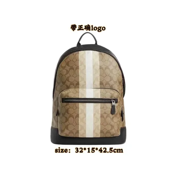 Coach Signature C-A-H Canvas Backpack Beige - 5