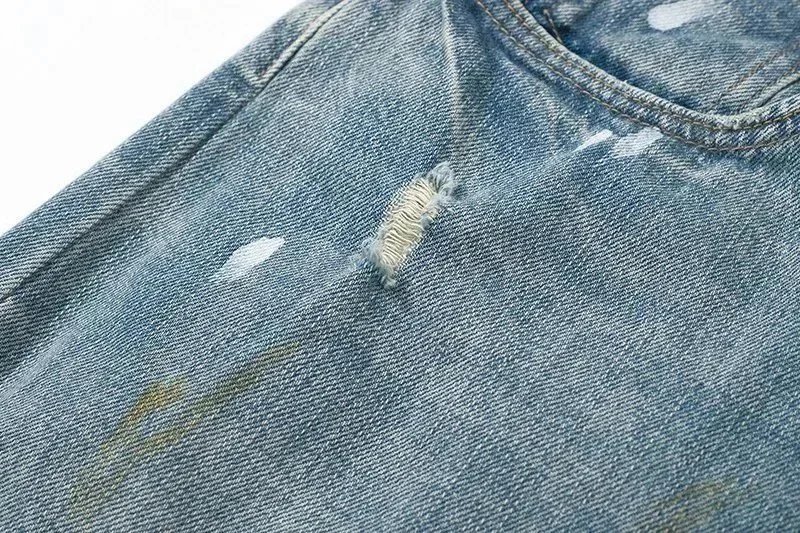 AC Denim Shorts with Hand-Painted Ink Wash photo 6