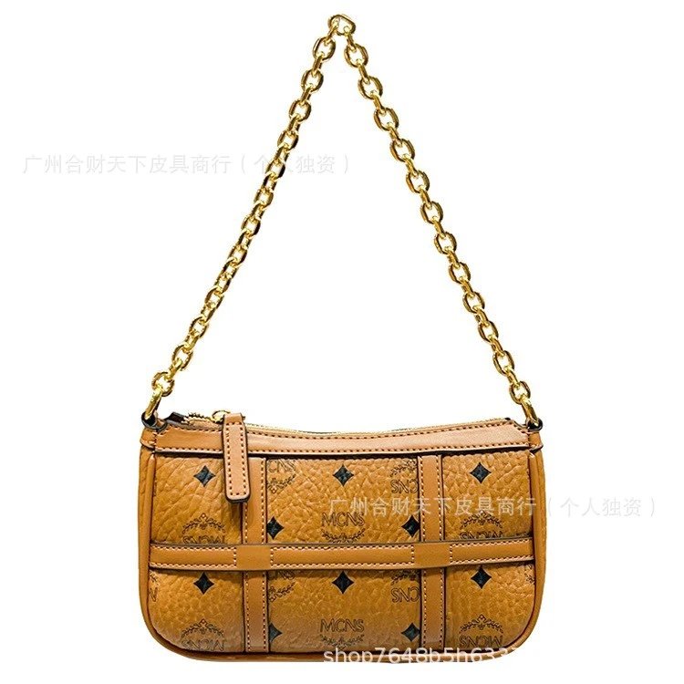 MCM Mini Chain Shoulder Bag Beige