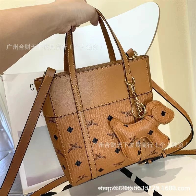 MCM Mini Tote Bag Tan Monogram Leather Handbag