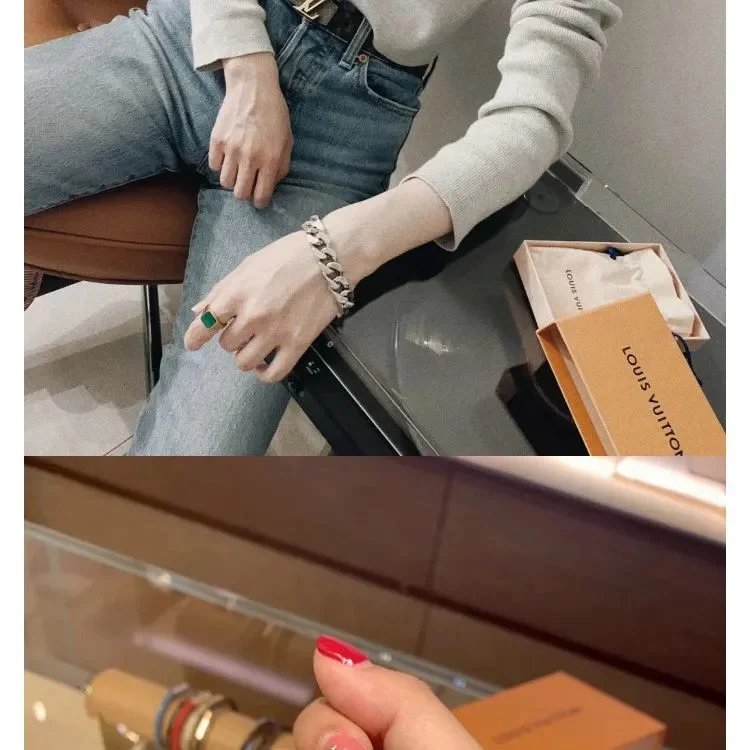 Cuban Style Couples Silver Magnetic Bracelet photo 8