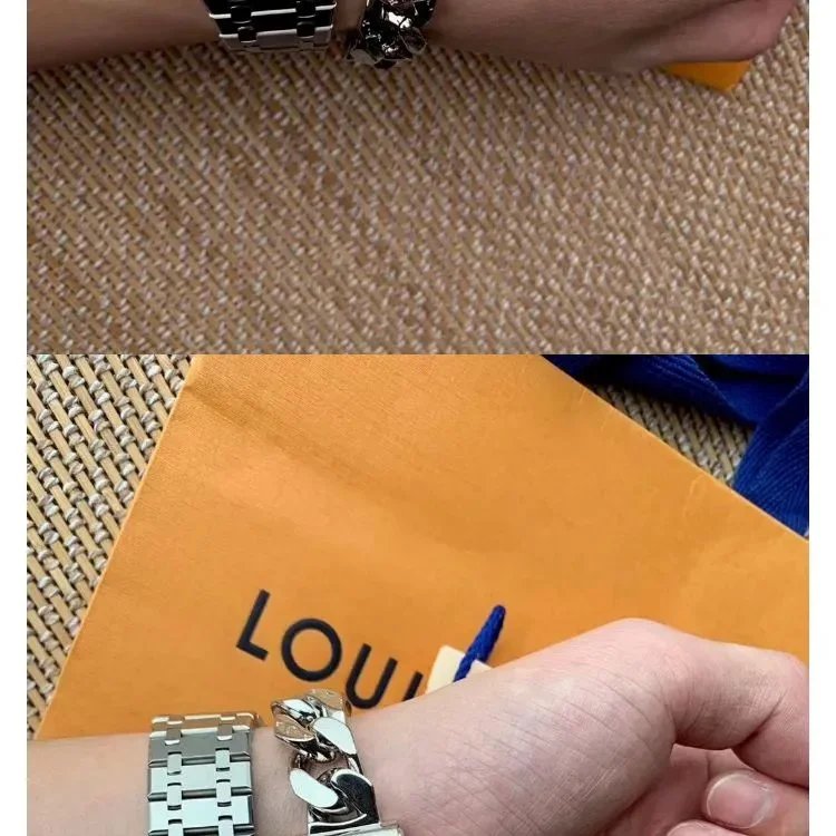 Cuban Style Couples Silver Magnetic Bracelet photo 6