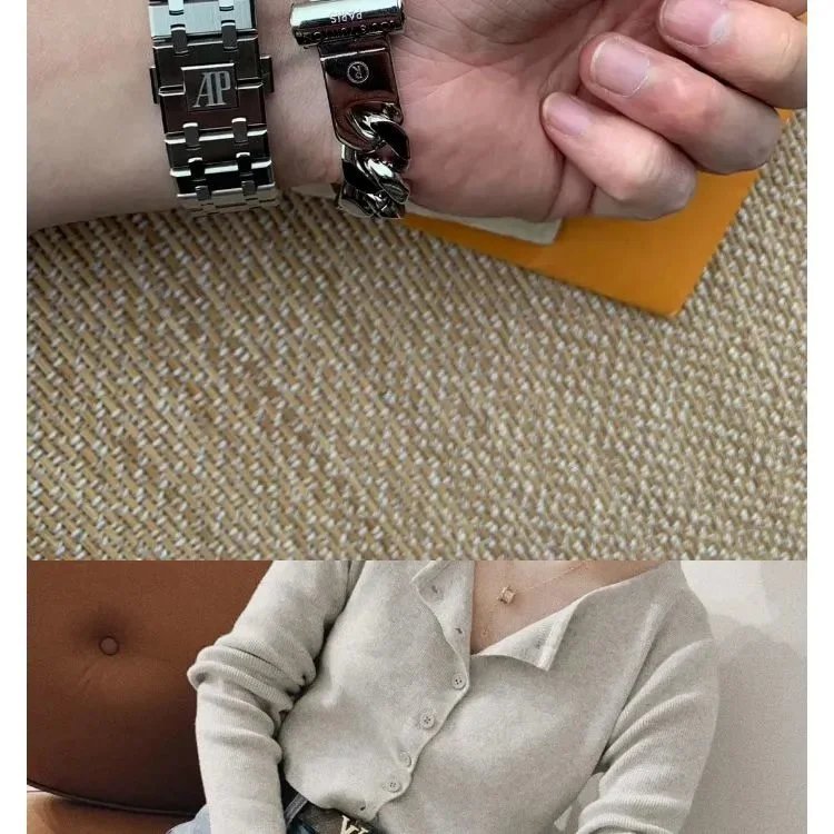 Cuban Style Couples Silver Magnetic Bracelet photo 7