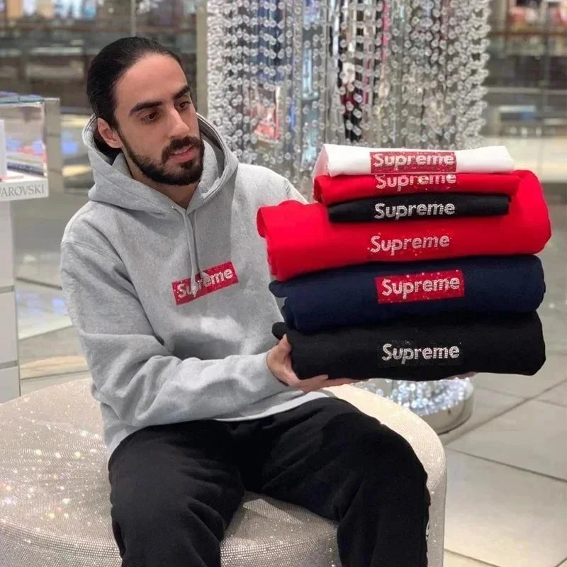 Supreme x Swarovski Rhinestone Logo Hoodie