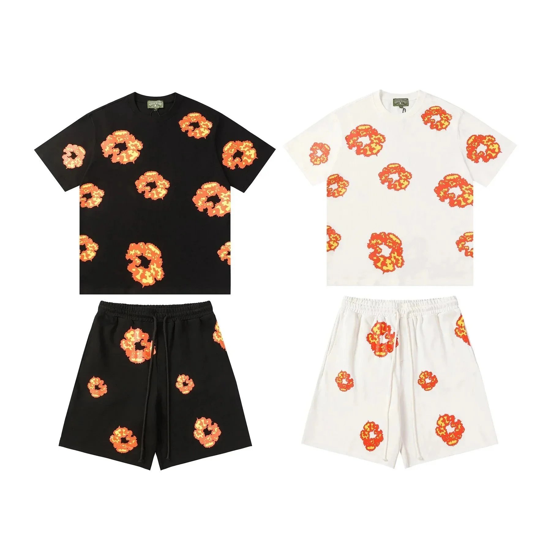 Denim Tears Flame Print Hoodie Shorts T-Shirt Set