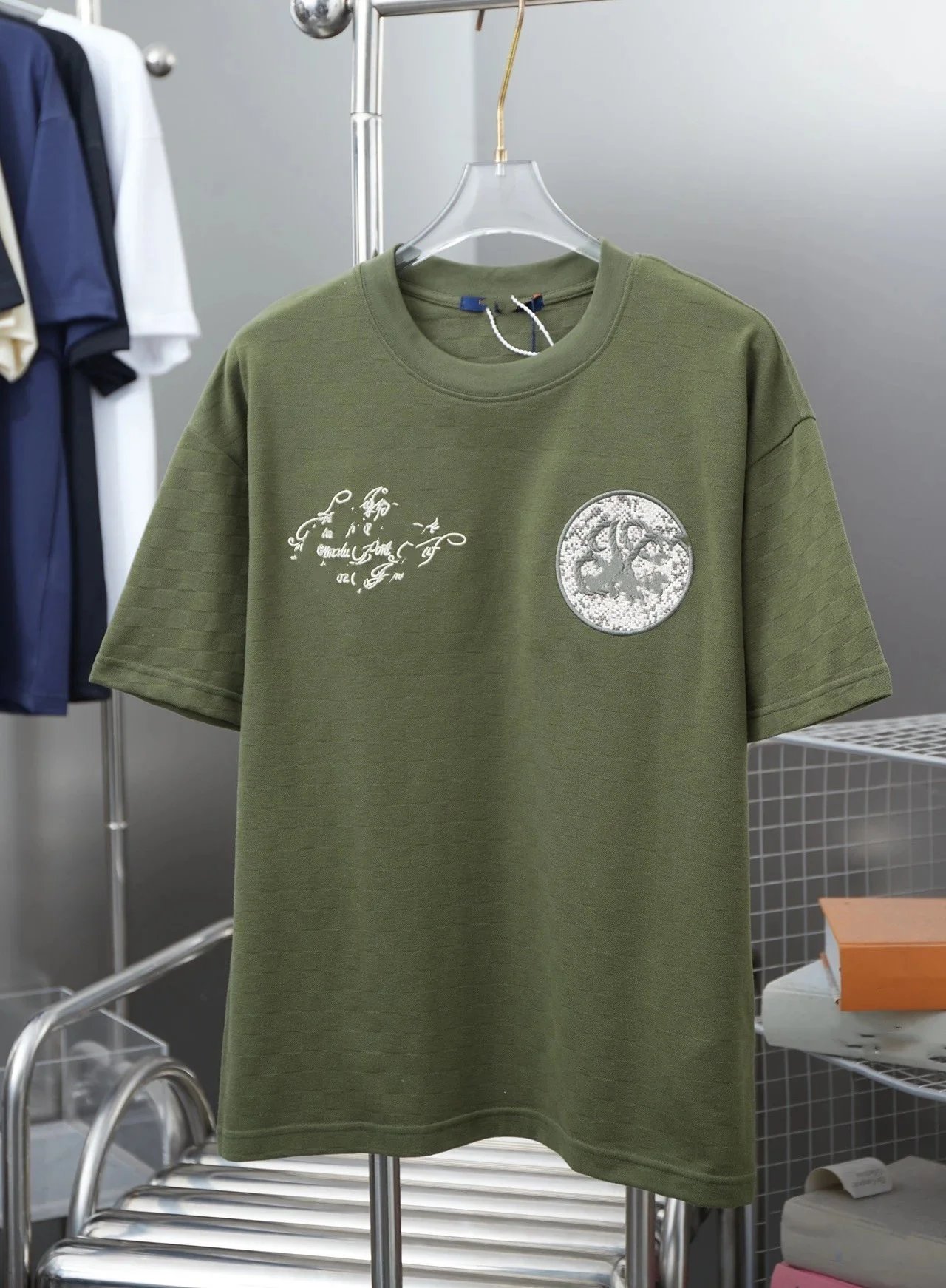 Checkerboard Jacquard Embroidered T-Shirt photo 5