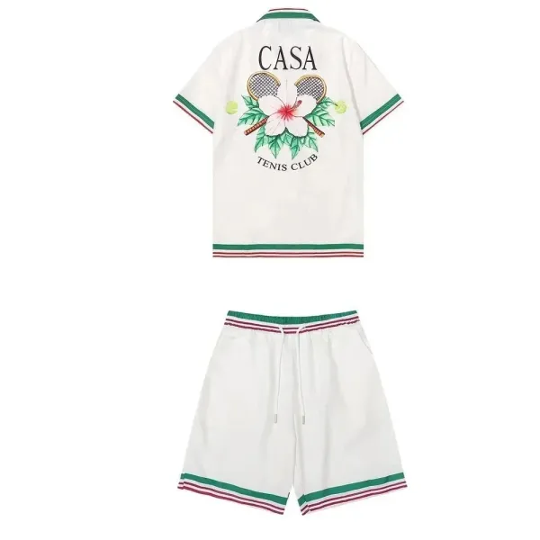 Cassibilea Wave Knit Shirt and Shorts Set Blue-White Multicolor - 8