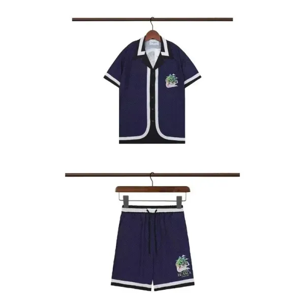 Dior x Bape Resort Collection Navy Mesh Polo Shirt and Shorts Set - 1