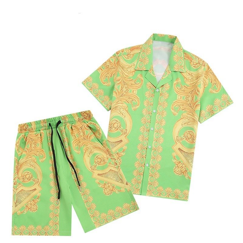 Green and Gold Baroque Print Co-ord Set Green