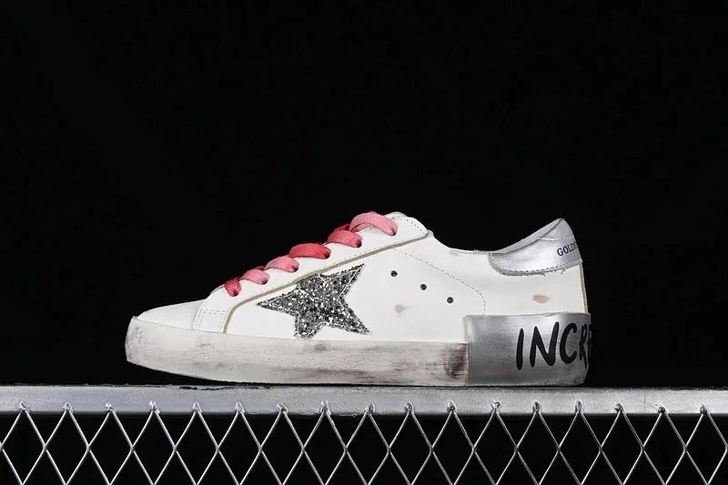Golden Goose Ball Star White Brown Orange Silver Sneakers - 8