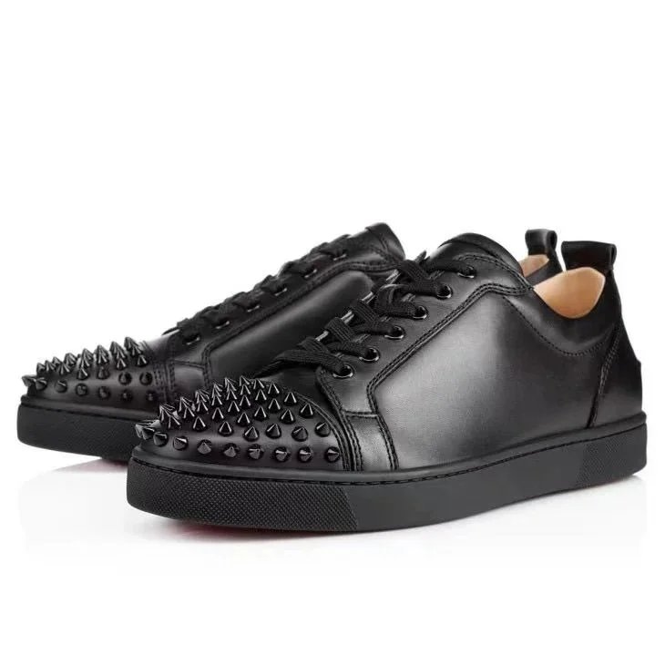 Black Leather Toe Cap Studs