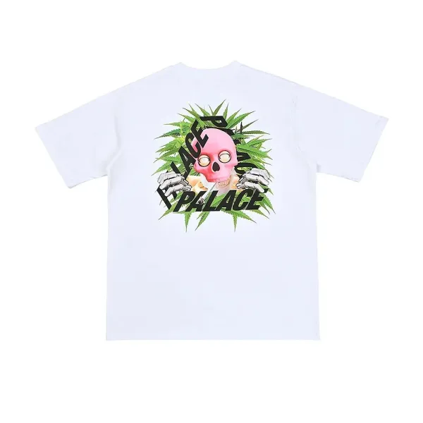 Palace Skateboards Pink Skull Weed T-Shirt White - 1