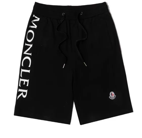Moncler Logo-Print Black Sweat Shorts - 1