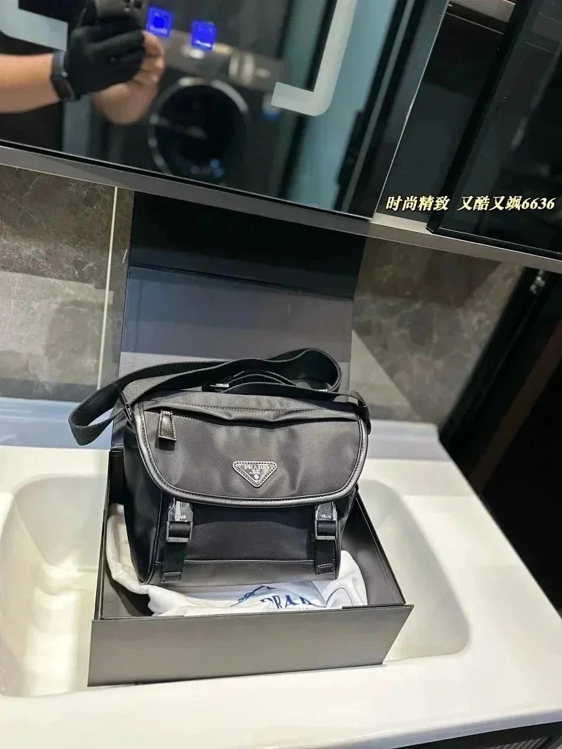 Prada Re-Nylon Messenger Bag Black Crossbody Bag - 1