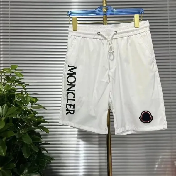 Moncler Logo-Print White Swim Shorts - 1