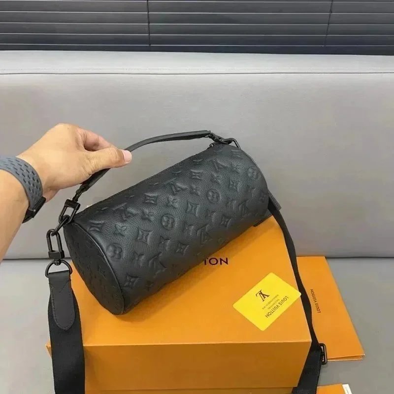 Louis Vuitton Keepall Bandoulière 25 Monogram Empreinte Black Leather Shoulder Bag - 1