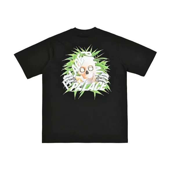 Palace Skateboards Skull & Leaves Black T-Shirt - 1