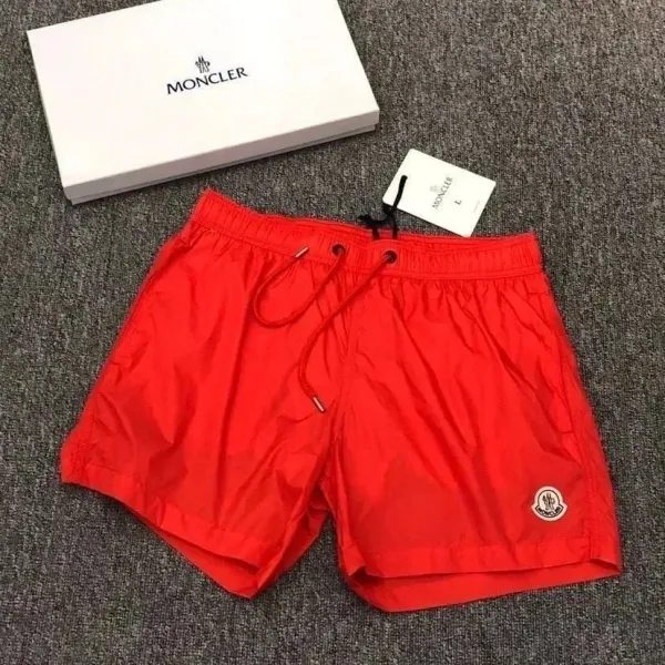 Moncler Logo-Embroidered Red Swim Shorts - 1