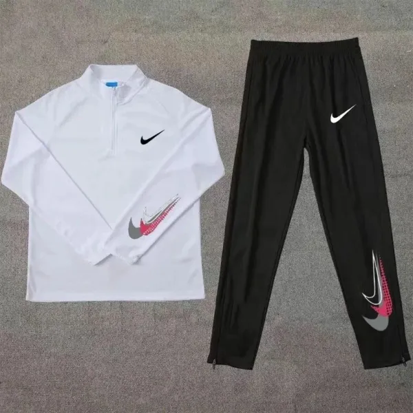 Nike Swoosh Graphic Half-Zip Top and Jogger Pants Set White/Black - 1