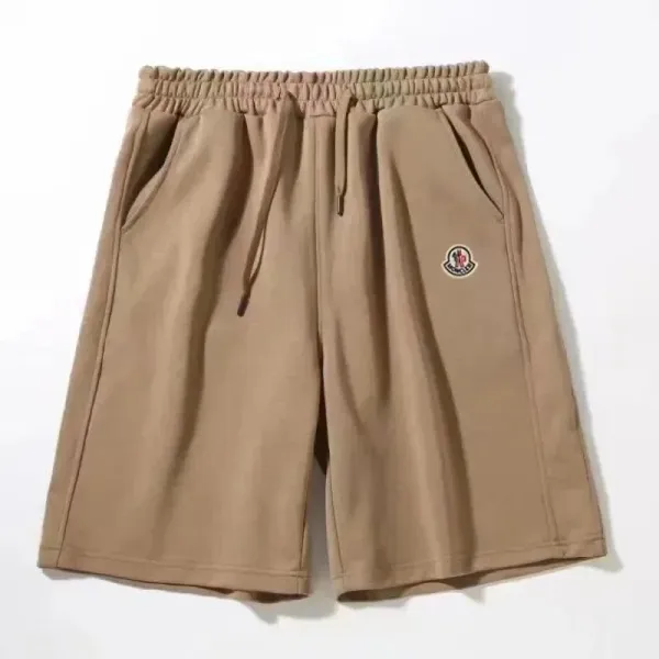 Moncler Logo-Embroidered Beige Sweat Shorts - 1
