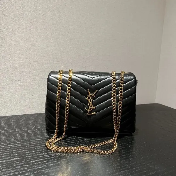 Saint Laurent Loulou Small Quilted Black Leather Chain Bag - 1