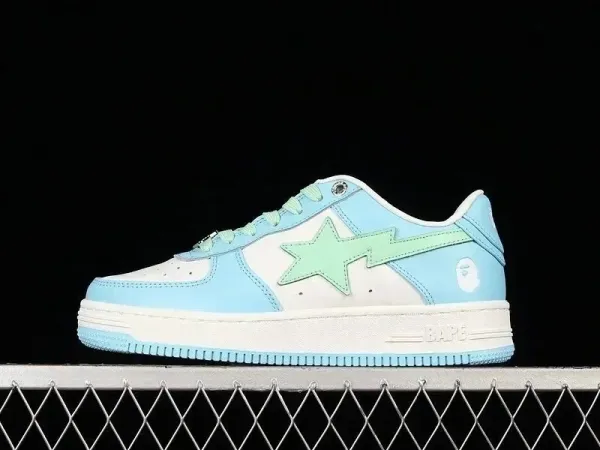 A Bathing Ape Bape Sta Low Pastel Blue Green Sneakers - 1