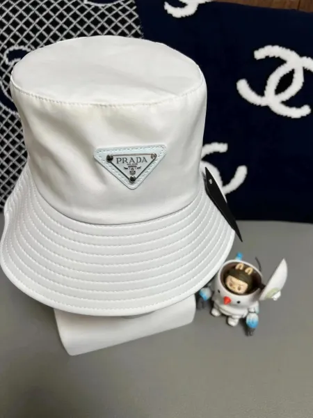 Prada Re-Nylon Bucket Hat White Accessories - 1