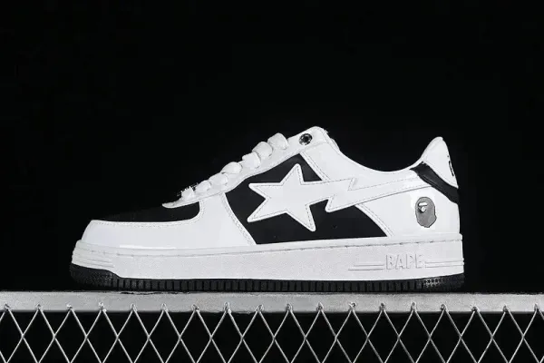 A Bathing Ape Bape Sta White/Black Sneakers - 1