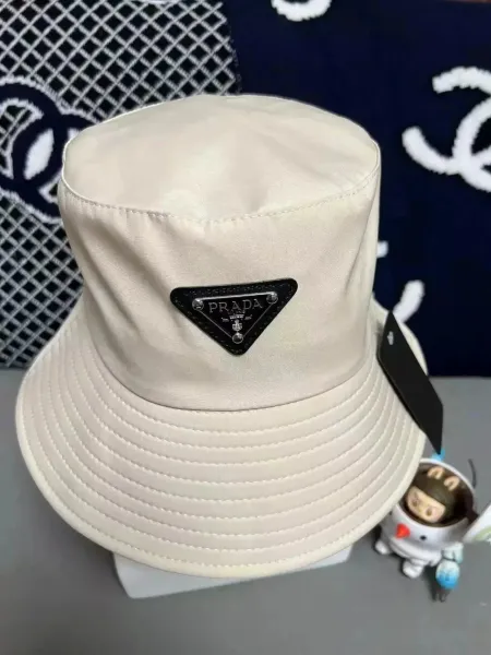 Prada Re-Nylon Bucket Hat Beige Accessories - 1