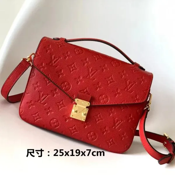 Louis Vuitton Pochette Metis Red Monogram Empreinte Shoulder Bag - 1