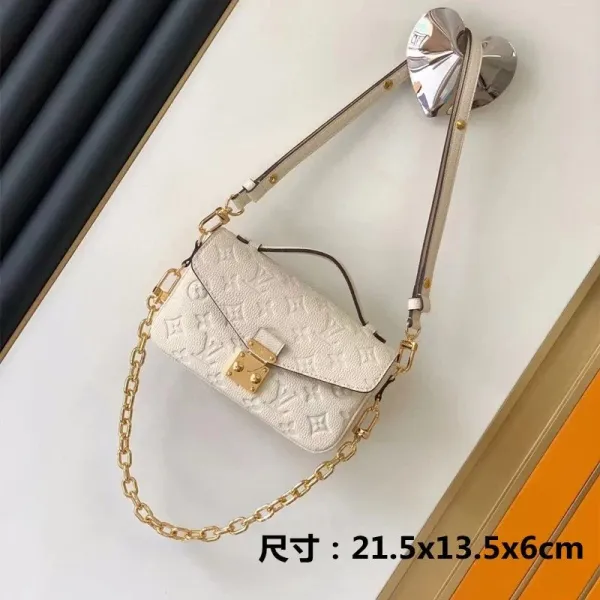 Louis Vuitton Dauphine Mini White Monogram Embossed Leather Chain Bag - 1