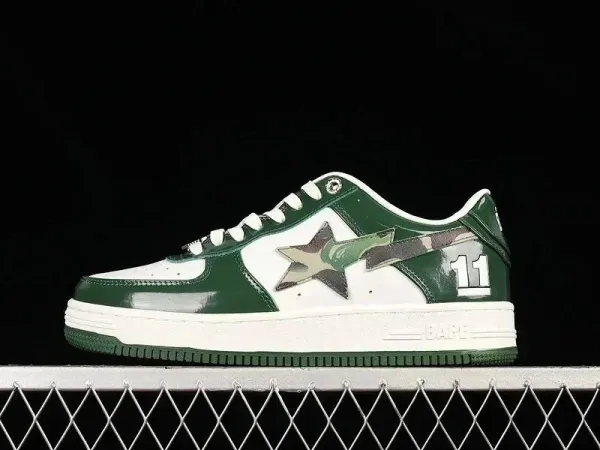 A Bathing Ape Bape Sta Camo Green White Sneakers - 1