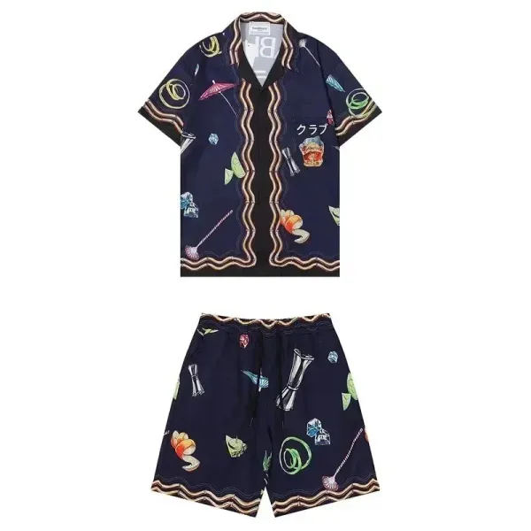 Comme des Garçons PLAY x Club Collection Navy Cocktail Print Short Set - 1