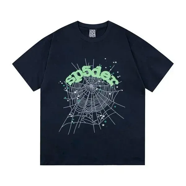 Spider Web Graphic Print Navy T-Shirt - 1