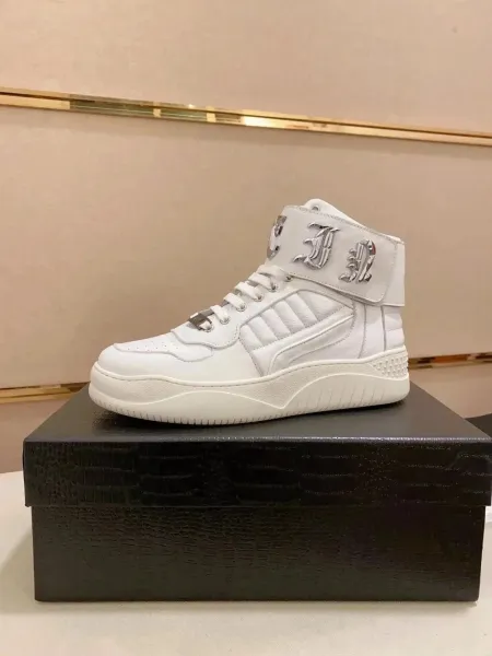 Philipp Plein PP Logo High-Top White Sneakers - 1