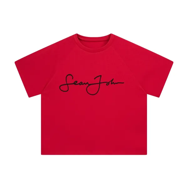 Design Sean John Signature Script Red Raglan T-Shirt T-Shirts - 1