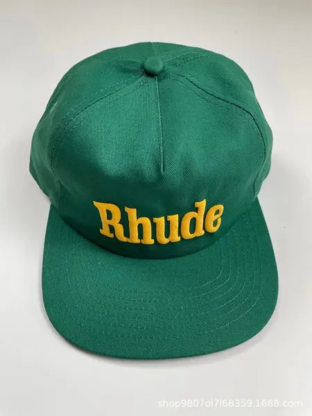 Rhude Script Crown Embroidered Burgundy Baseball Cap Hats - 4