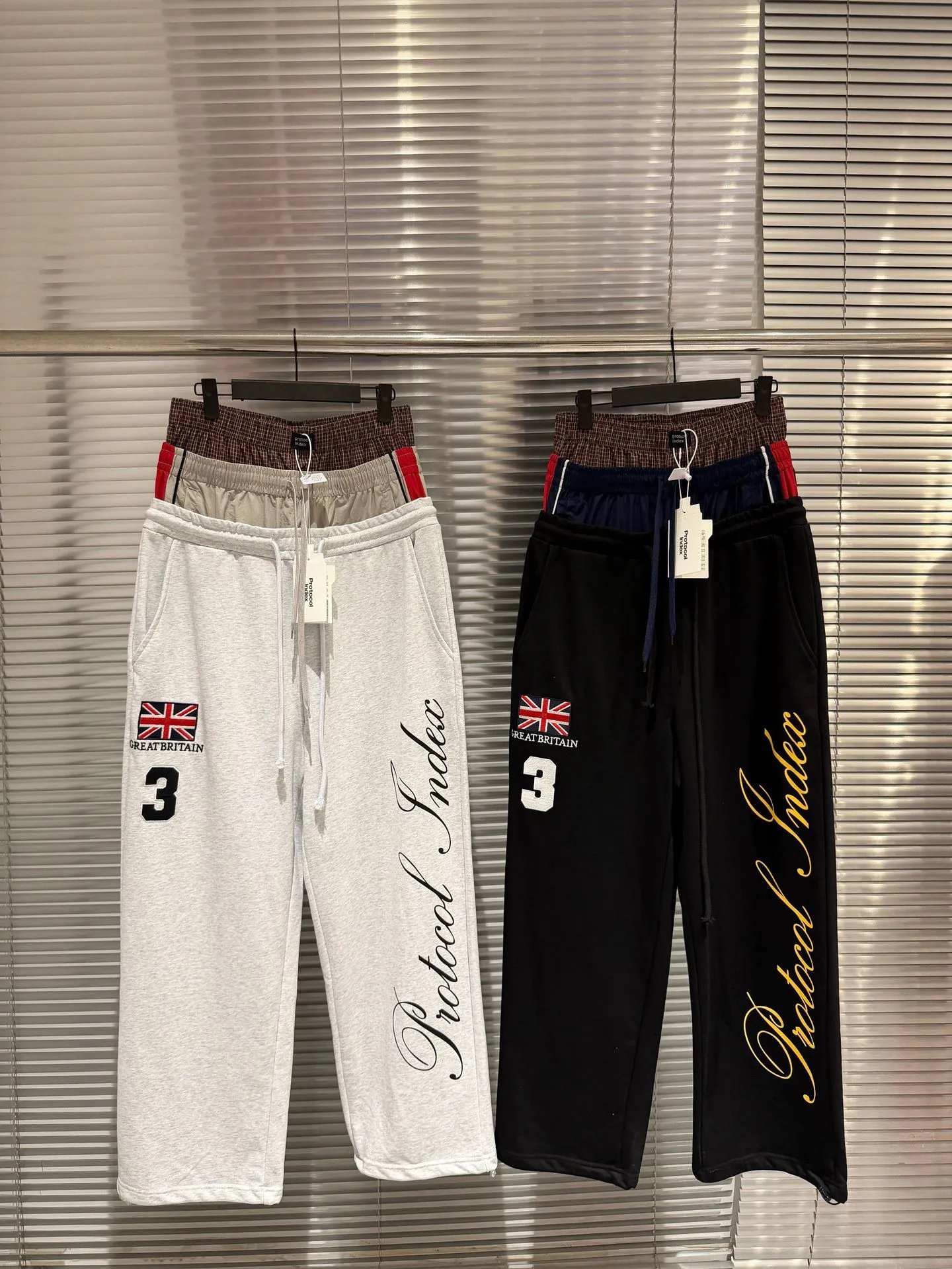 Design Protocol Index Sweatpants Black with Union Jack and Gold Script Sweatpants - 3