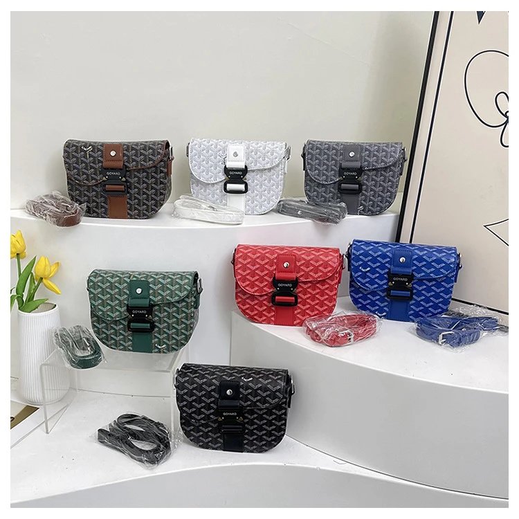 Goyard Saint Louis Saddle Bag Gray Chevron Leather Crossbody Bag - 17