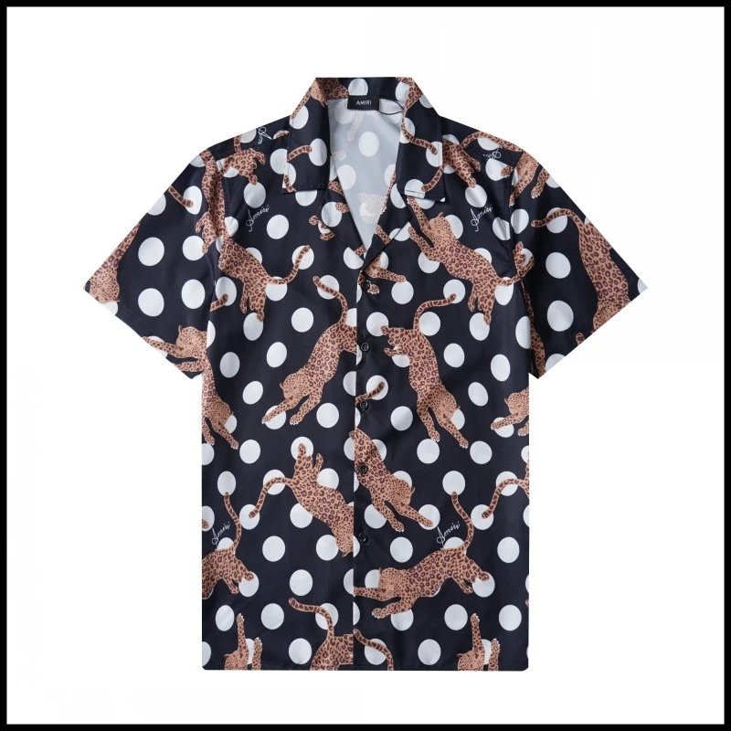AMIRI Shirts Short-sleeve button-up shirt with paint-drip logo graphic — 9690
