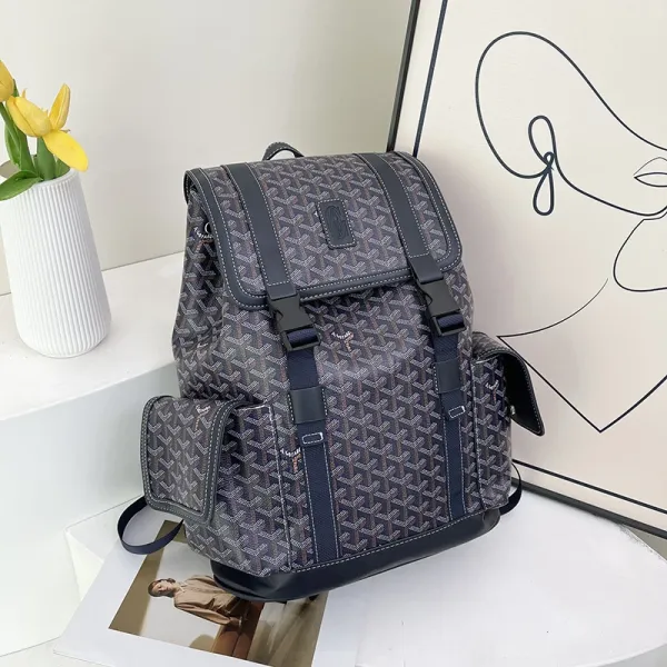 Goyard Saint Louis Backpack Navy Blue Monogram Canvas - 1