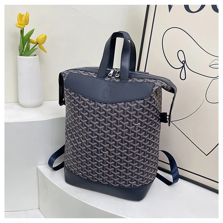 Goyard Saint-Louis PM Blue Chevron Canvas Bucket Bag Handbags - 8