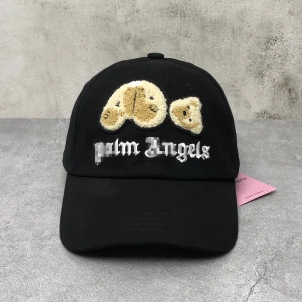 Palm Angels Teddy Bear Embroidered Baseball Cap in Yellow, Beige, Orange, White, and Black - 4